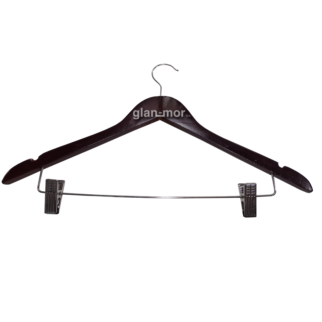 percha madera chocolate con broche